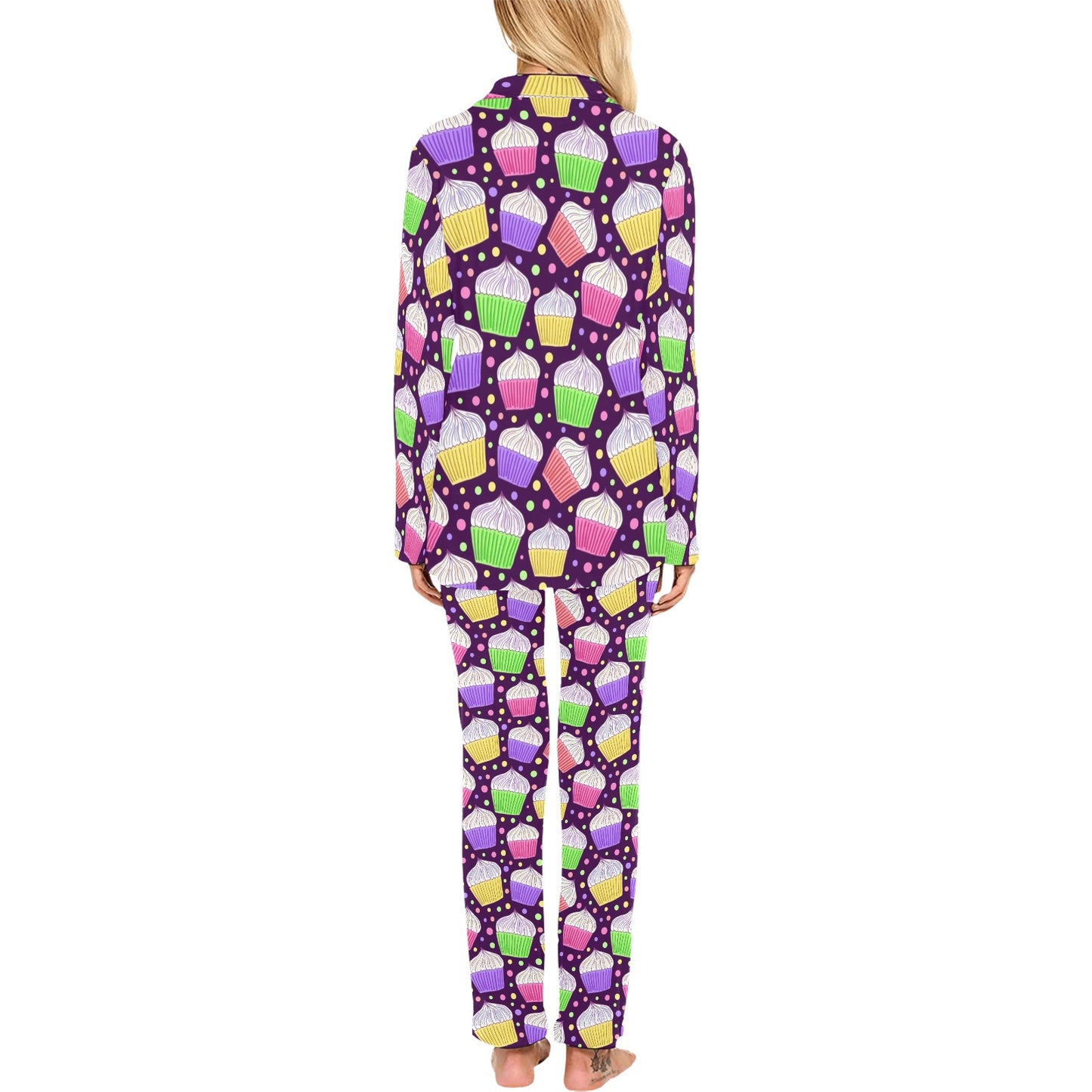 Cupcake Pattern Print Design CP07 Women's Long Pajama Set