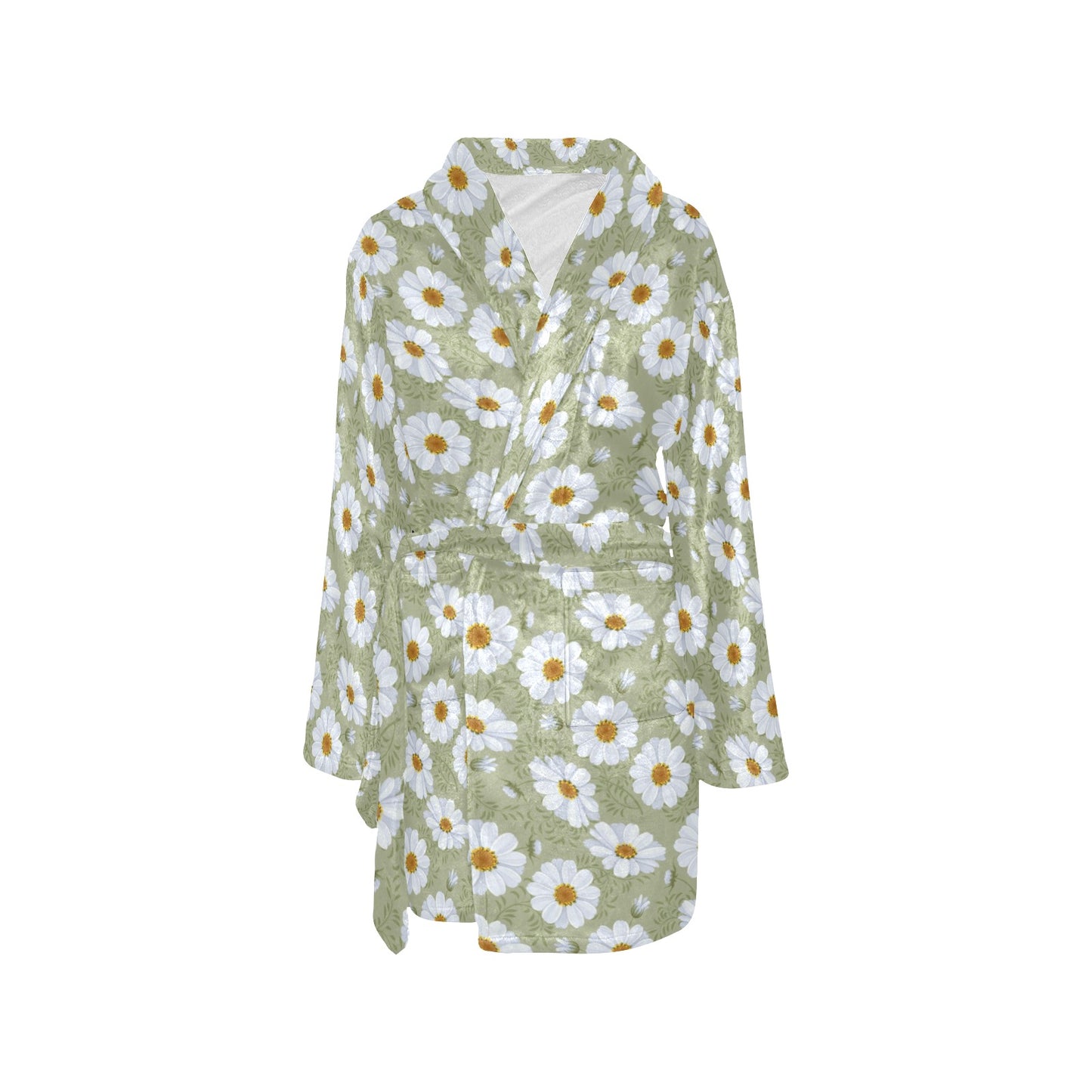 Daisy Yellow Print Pattern Women's Fleece Robe