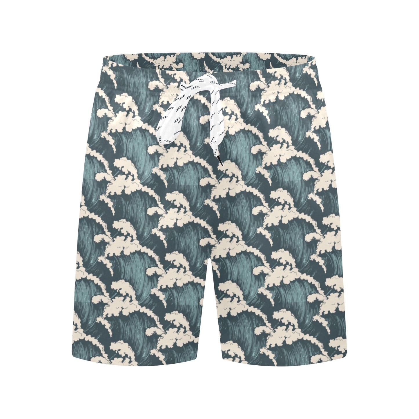 Wave Art Print Men's Swim Trunks Beach Shorts