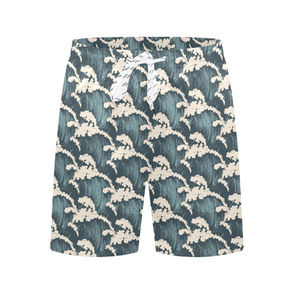 Wave Art Print Men's Swim Trunks Beach Shorts