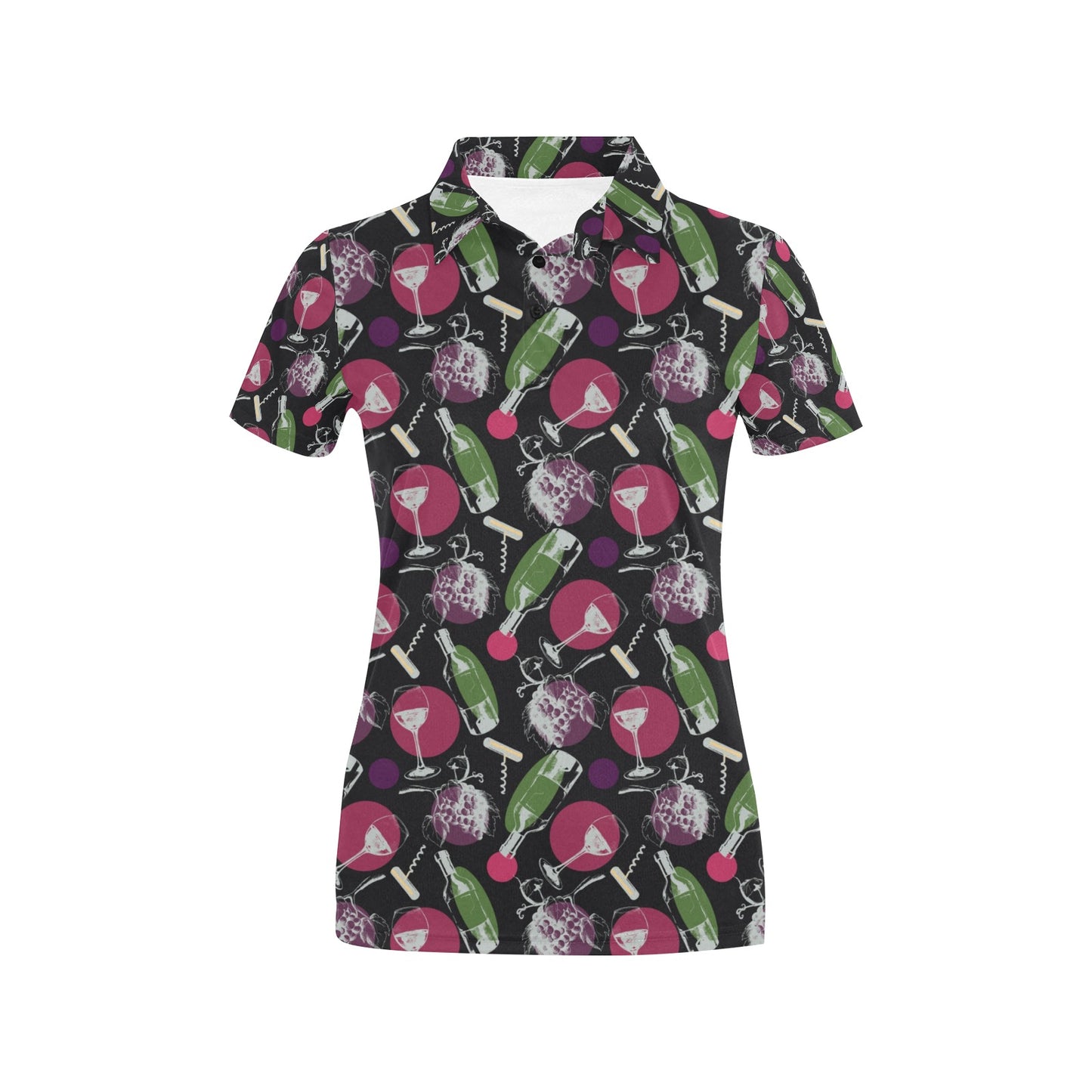 Wine Print Design LKS307 Women's Polo Shirt