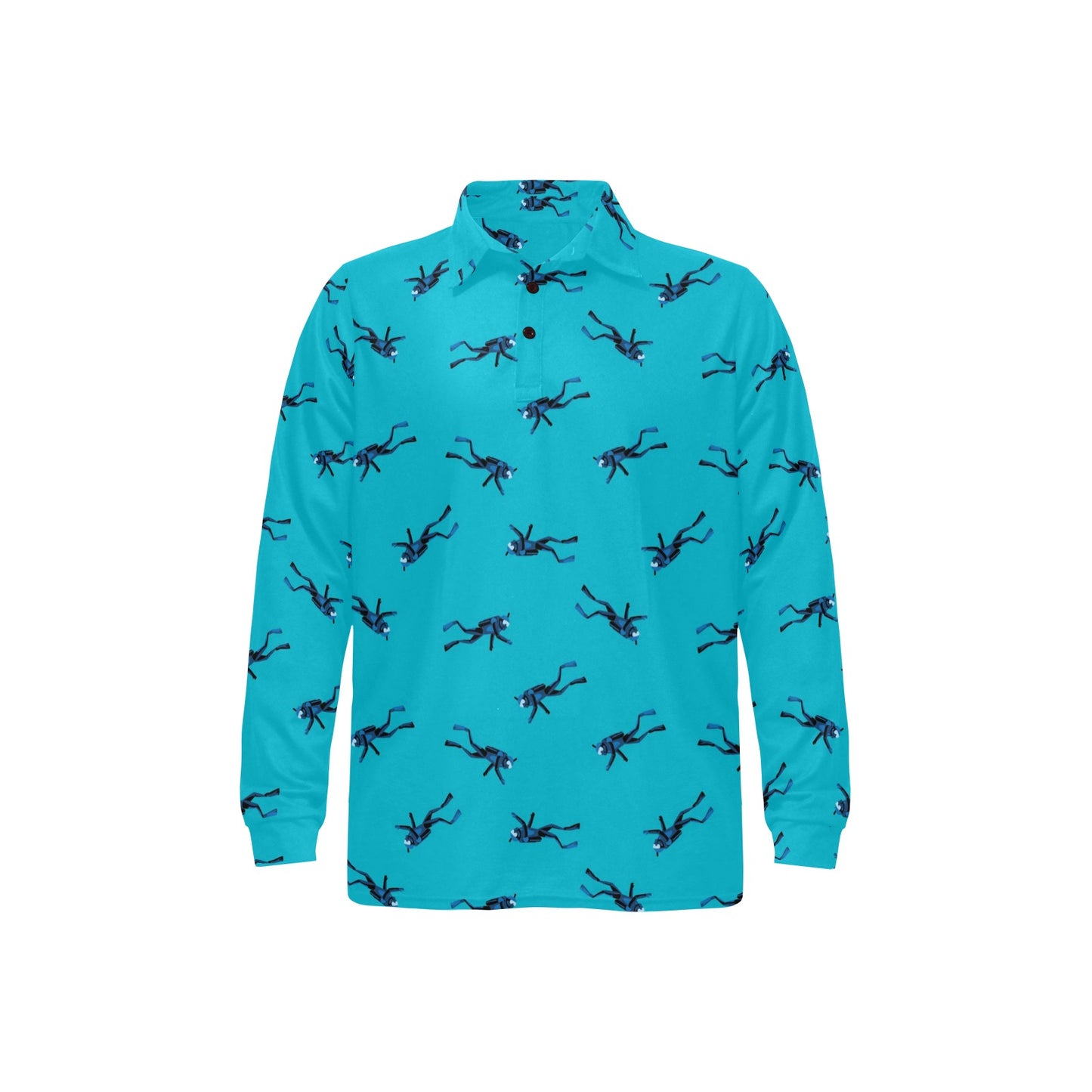 Scuba Driver Print Design LKS304 Long Sleeve Polo Shirt For Men's