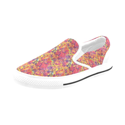 Splatter Print Design LKS303 White Slip Ons Canvas Women's Shoes