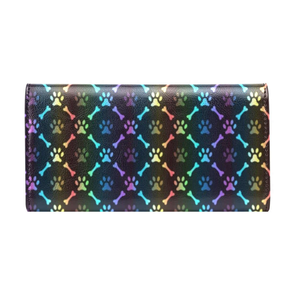 Paw Rainbow Print Women's Trifold Wallet