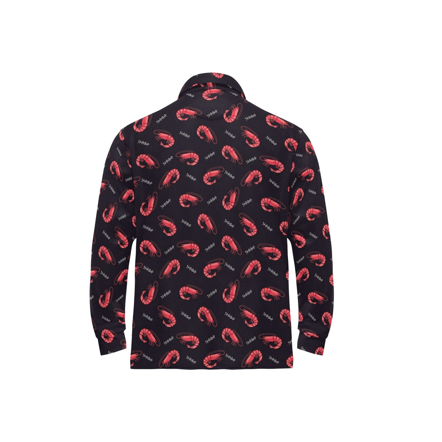 Shrimp Print Design LKS302 Long Sleeve Polo Shirt For Men's