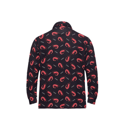 Shrimp Print Design LKS302 Long Sleeve Polo Shirt For Men's