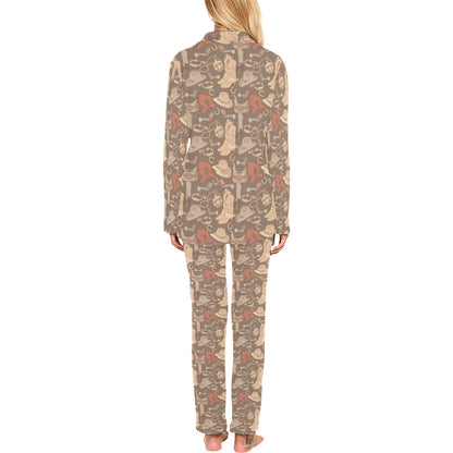 Cowboy Pattern Print Design 02 Women's Long Pajama Set