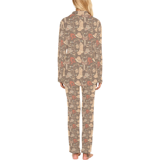 Cowboy Pattern Print Design 02 Women's Long Pajama Set