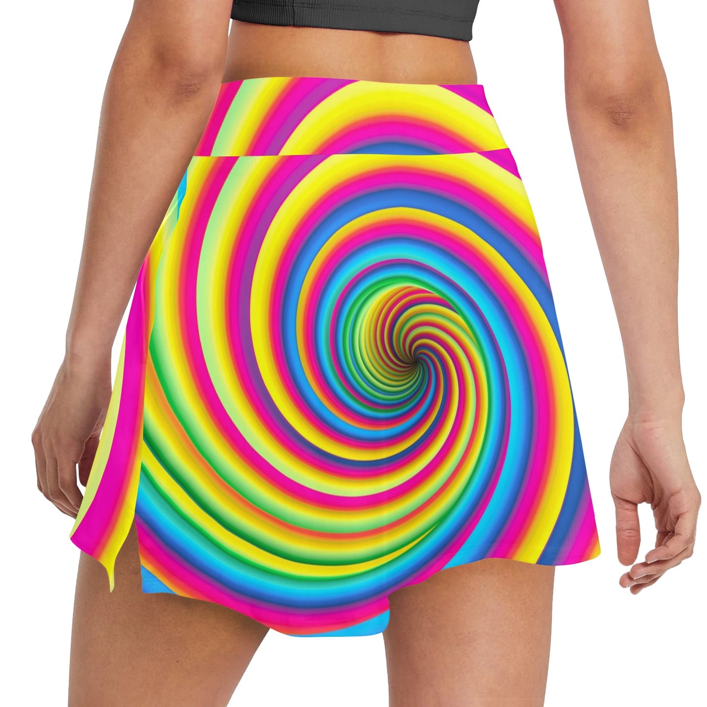 Vortex Twist Swirl Rainbow Design 17" Golf & Pickleball Skort with Pockets