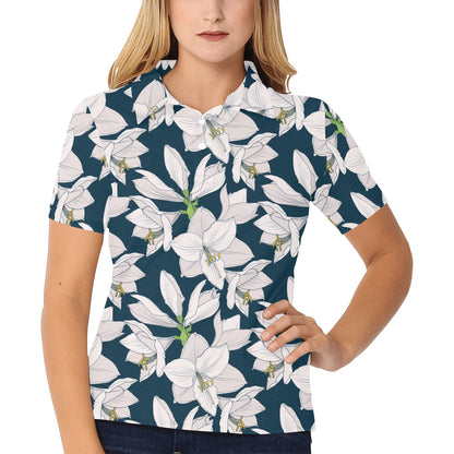 Amaryllis Pattern Print Design 01 Women's Polo Shirt