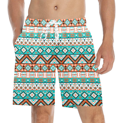 Navajo Style Print Pattern Men's Swim Trunks Beach Shorts