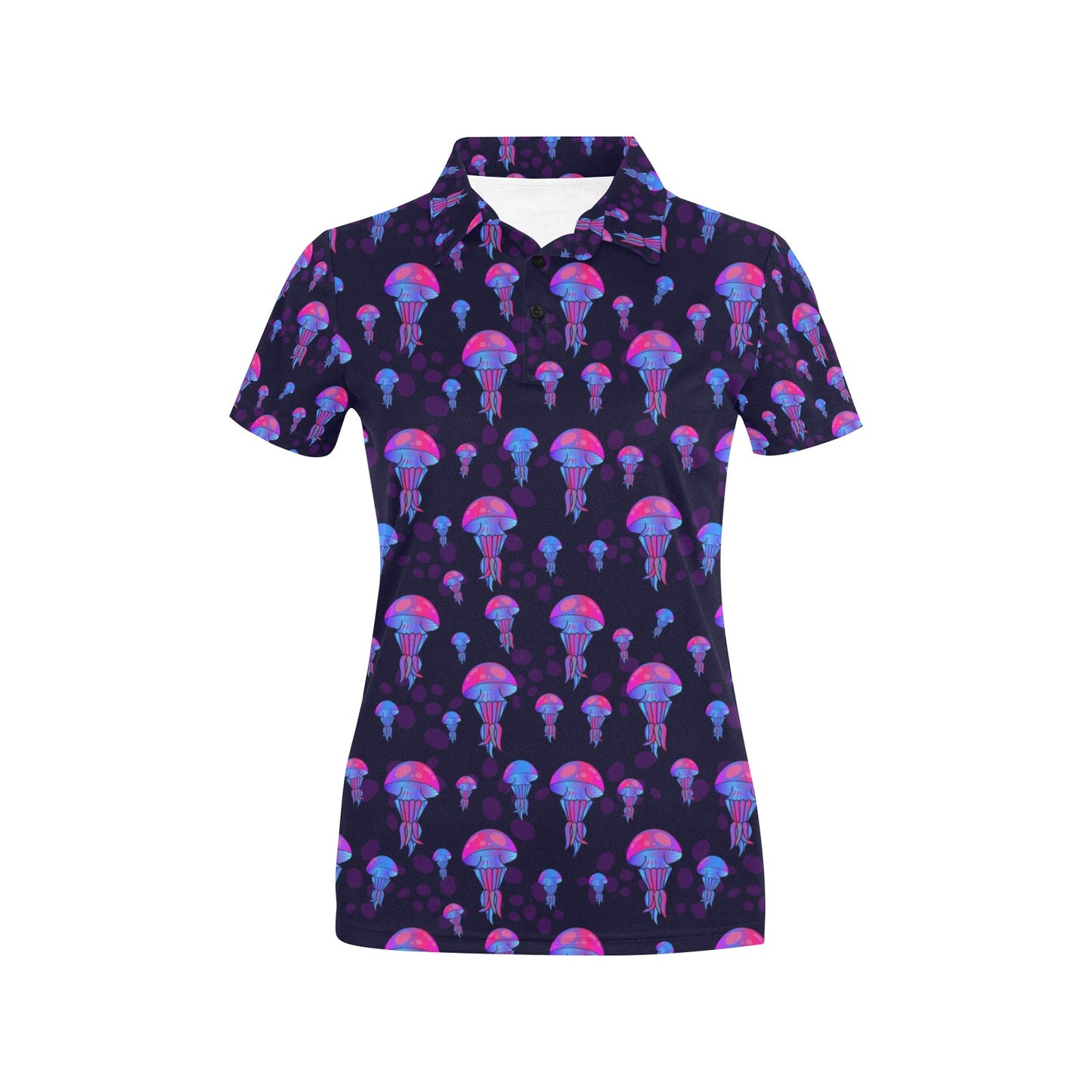 Jellyfish Neon Print Women's Polo Shirt