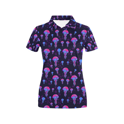 Jellyfish Neon Print Women's Polo Shirt