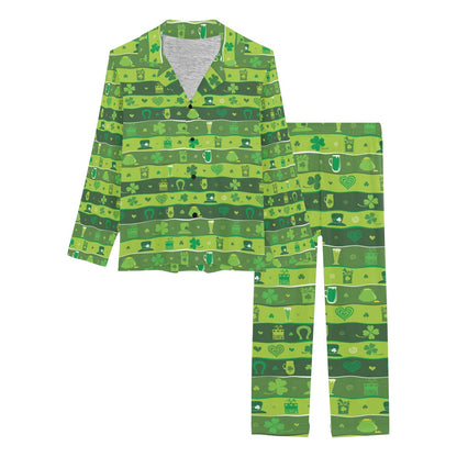 Shamrock Print Design LKS303 Women's Long Pajama Set