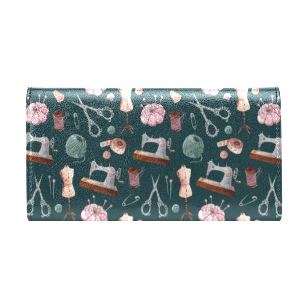 Sewing Equipment Print Design LKS307 Women's Trifold Wallet