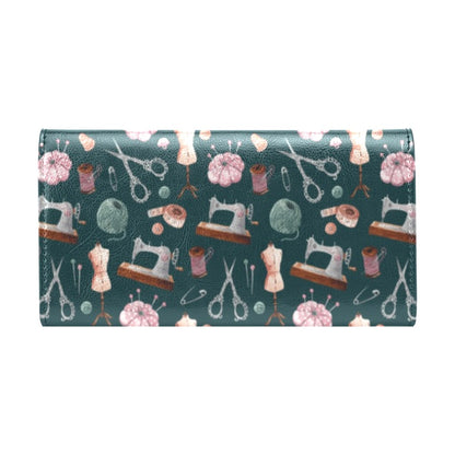 Sewing Equipment Print Design LKS307 Women's Trifold Wallet