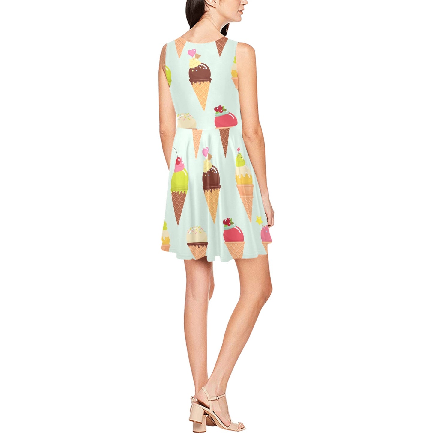Ice Cream Pattern Print Design 03 Sleeveless Dress