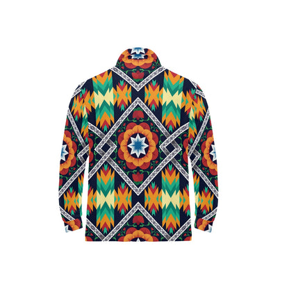 African Kente Long Sleeve Polo Shirt For Men's