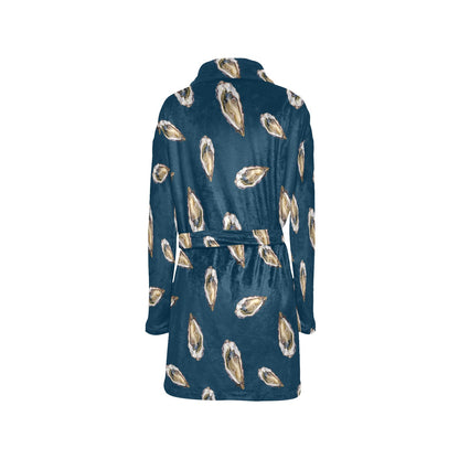 Oyster Pattern Print Design 03 Women's Fleece Robe