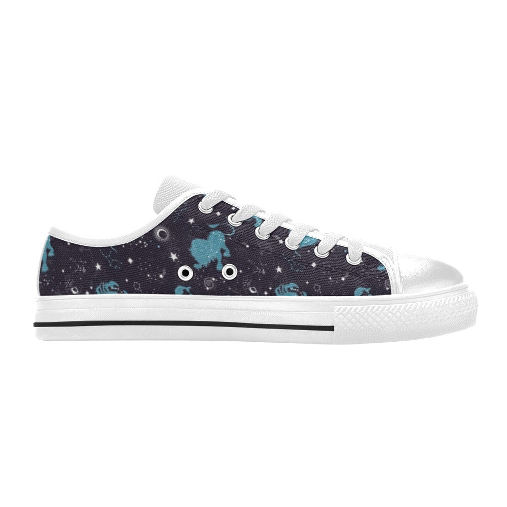 Zodiac Print Design LKS303 Women's White Low Top Shoes