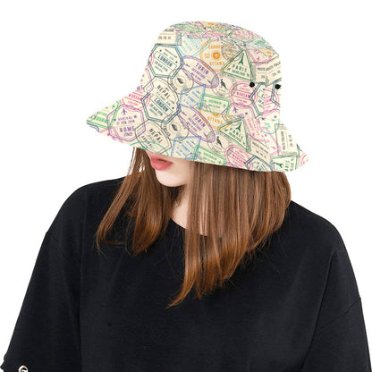 Travel Stamp Print Design LKS303 Unisex Bucket Hat