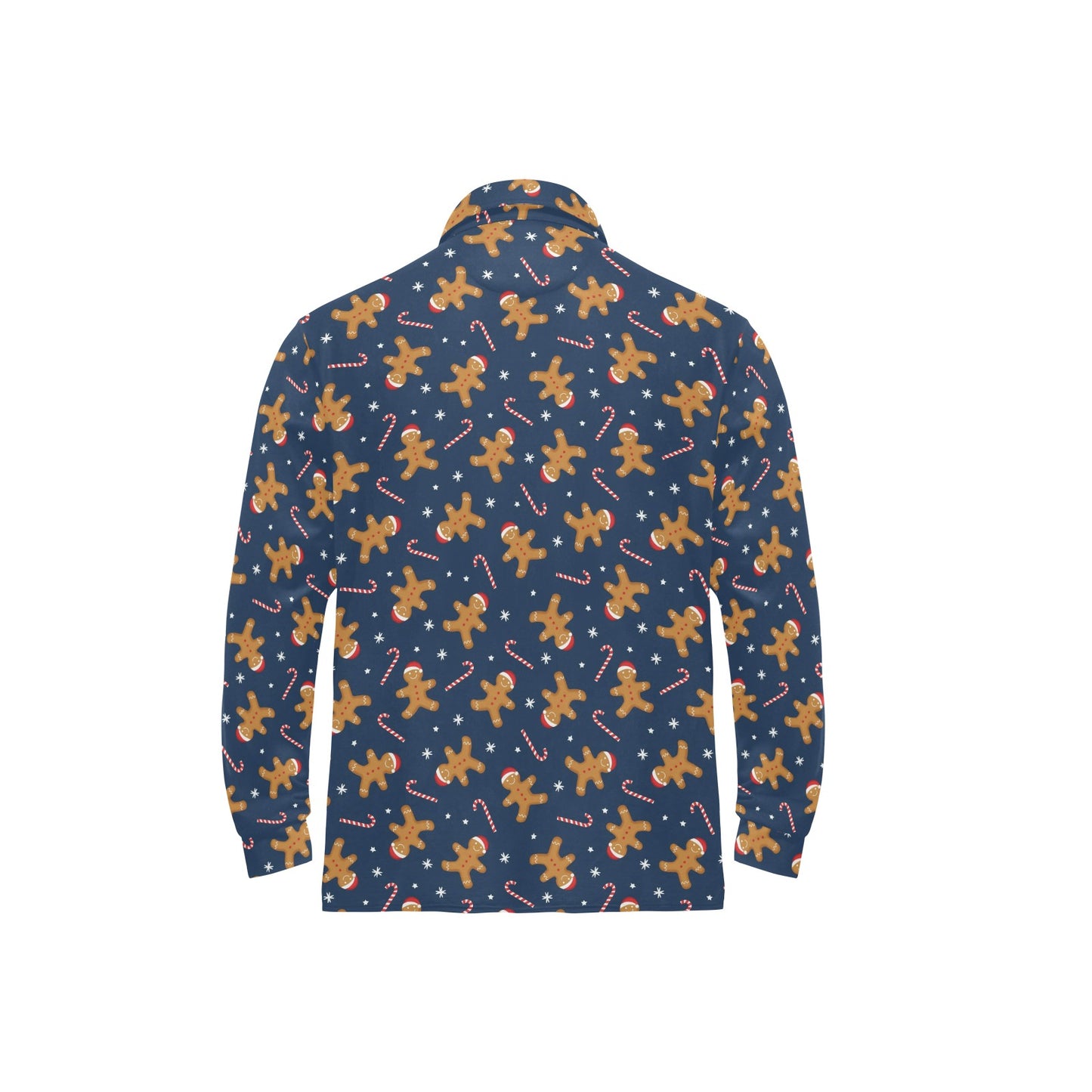 Gingerbread Pattern Print Design 01 Long Sleeve Polo Shirt For Men's
