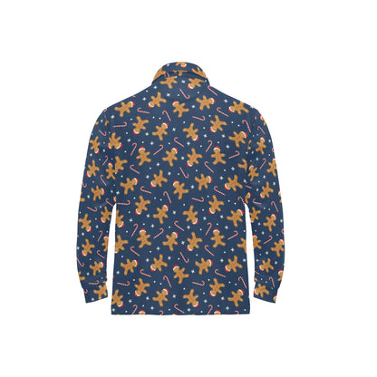 Gingerbread Pattern Print Design 01 Long Sleeve Polo Shirt For Men's