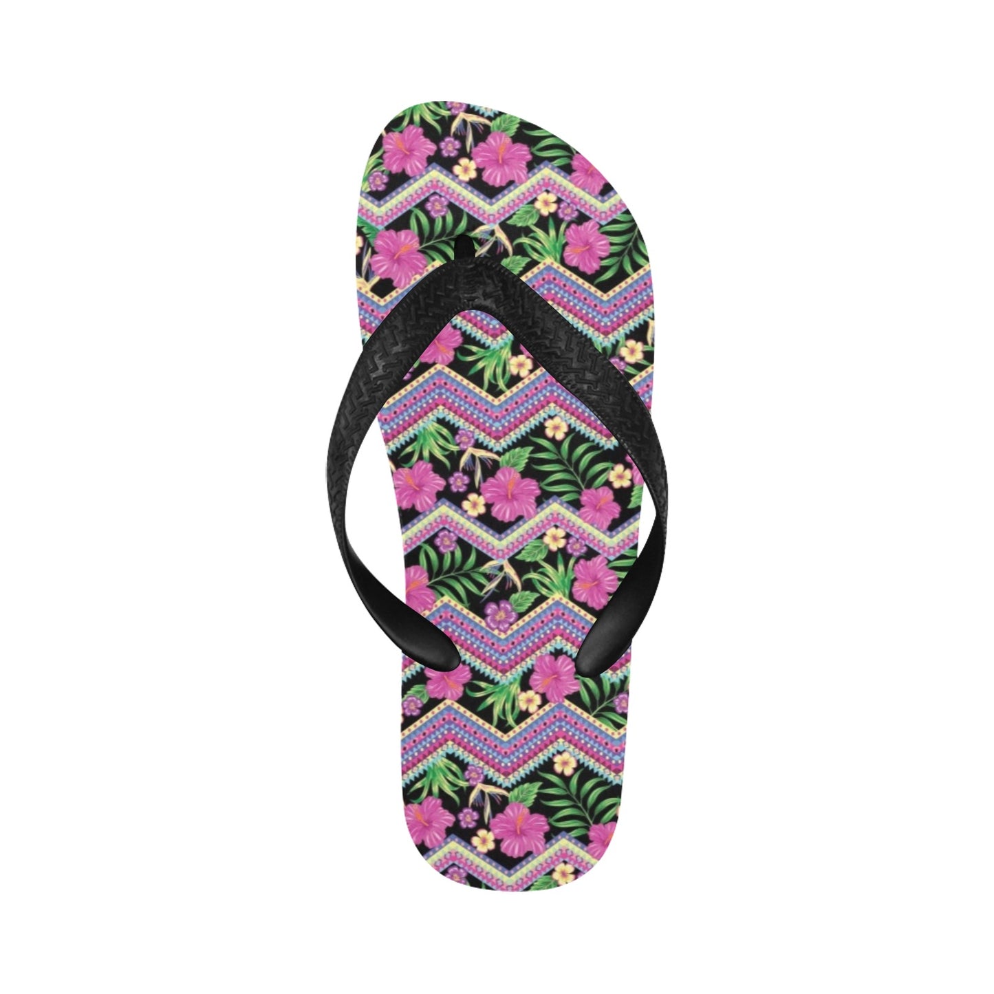Hibiscus Pink Zigzag Line Pattern Design LKS307 Flip Flops