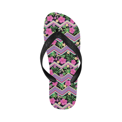 Hibiscus Pink Zigzag Line Pattern Design LKS307 Flip Flops