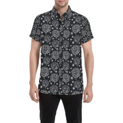 Tree Of Life Print Design LKS304 Men Short Sleeve Button Up Shirt