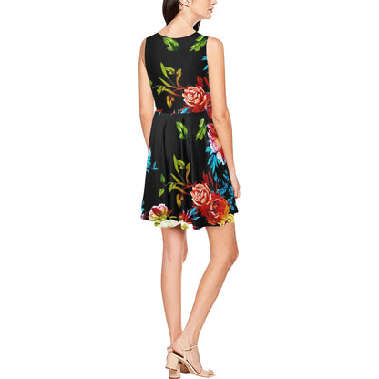 Peony Pattern Print Design PE07 Sleeveless Dress
