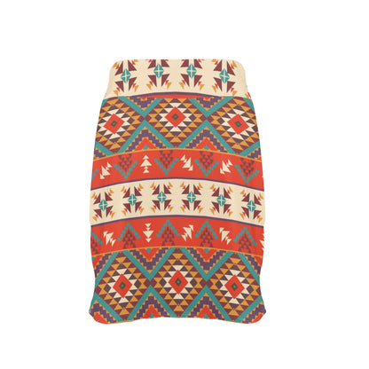 Aztec Red Print Pattern 17" Golf & Pickleball Skort with Pockets