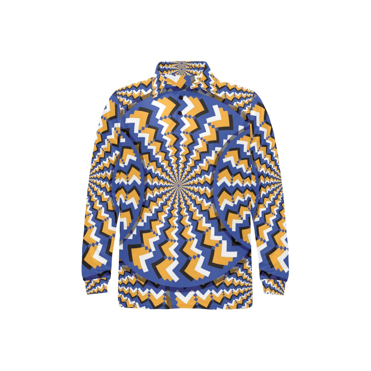 Optical illusion Pattern Print Design A01 Long Sleeve Polo Shirt For Men's