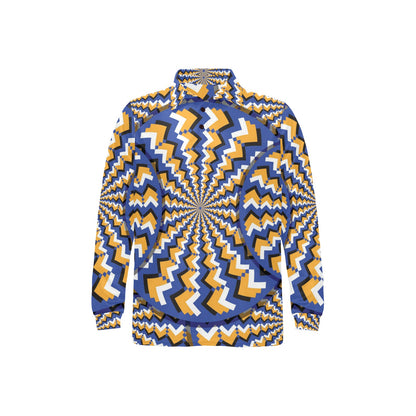 Optical illusion Pattern Print Design A01 Long Sleeve Polo Shirt For Men's