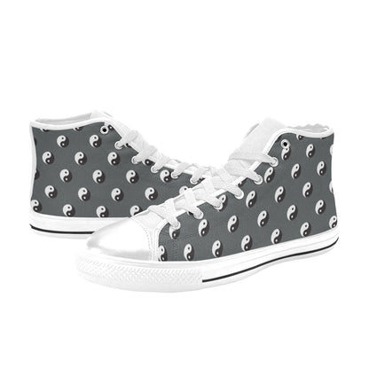 Yin Yang Print Design LKS303 Men's High Top Canvas Shoes