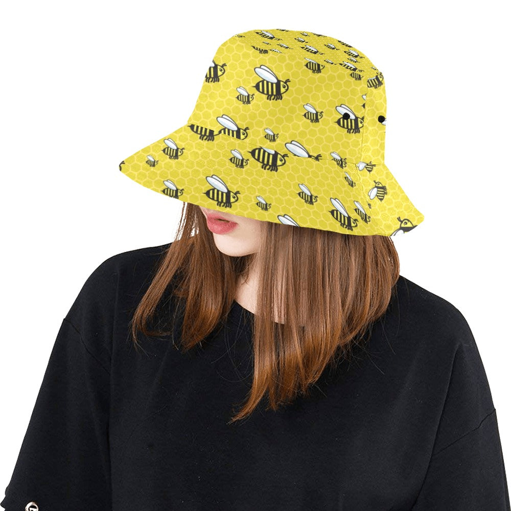 Bee Cute Print Design LKS308 Unisex Bucket Hat