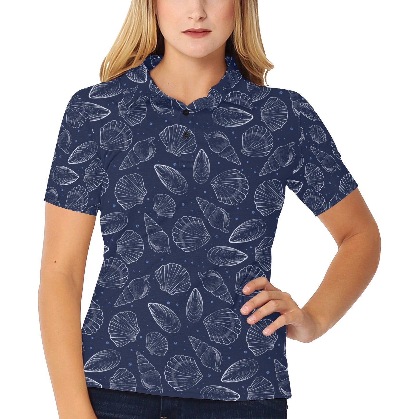 Seashell Print Design LKS3011 Women's Polo Shirt
