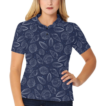Seashell Print Design LKS3011 Women's Polo Shirt