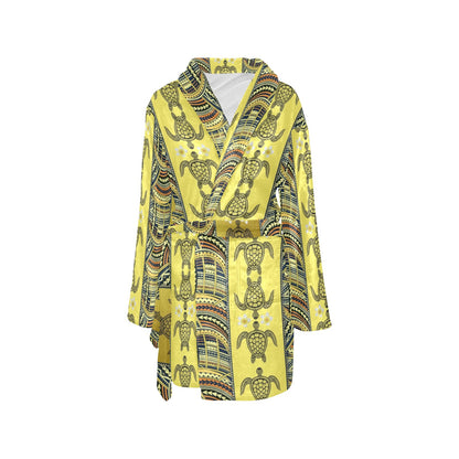 Polynesian Turtle Hawaiian Design Print Women's Fleece Robe
