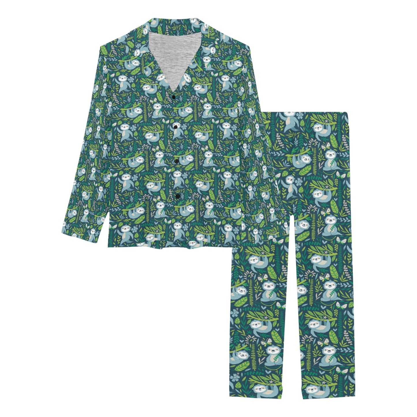 Sloth Print Design LKS304 Women's Long Pajama Set