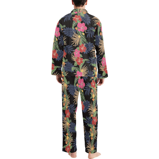 Hawaiian Themed Pattern Print Design H011 Men's Long Pajama Set
