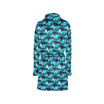 Beach Wave Design Print Women's Fleece Robe