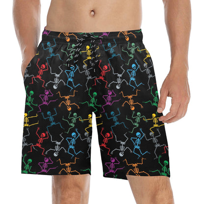 Skeleton Colorful Print Design LKS302 Men's Swim Trunks Beach Shorts