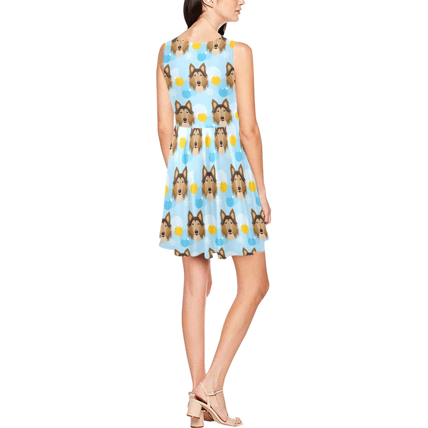 Collies Pattern Print Design 02 Sleeveless Dress