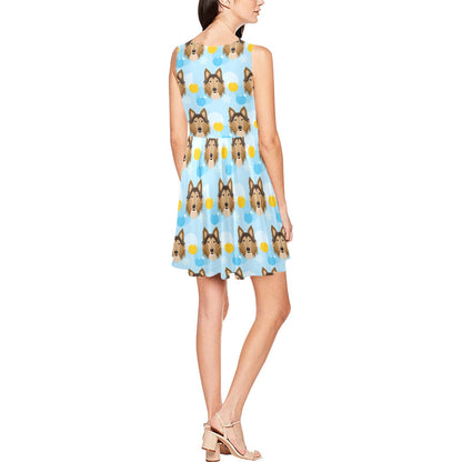 Collies Pattern Print Design 02 Sleeveless Dress