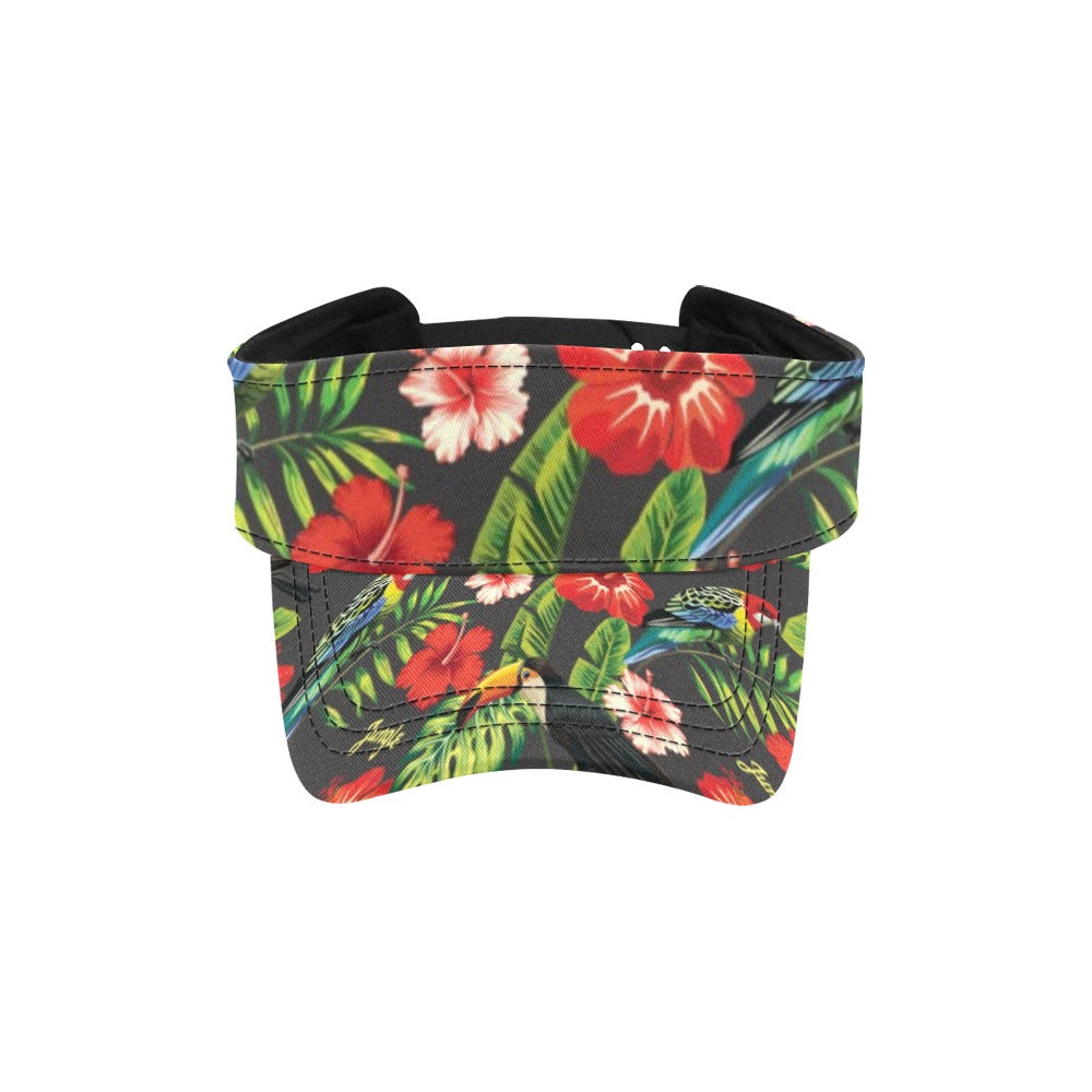 Hibiscus Red With Parrotprint Design LKS303 Unisex Sun Visor
