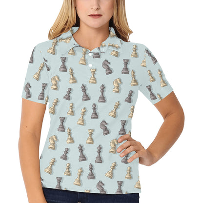 Chess Pattern Print Design 02 Women's Polo Shirt