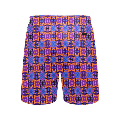 kaleidoscope Purple Orange Print Design Men's Swim Trunks Beach Shorts
