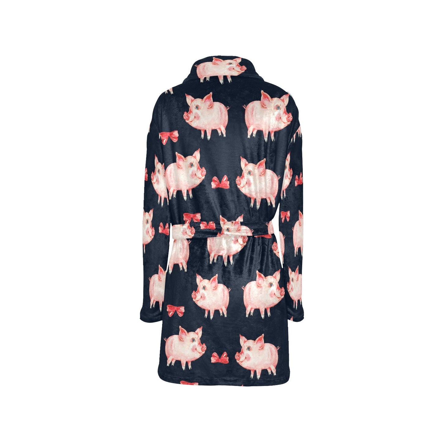 Pig Cute Pattern Print Design 02 Women's Fleece Robe