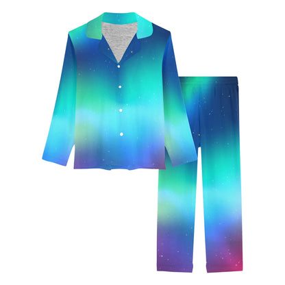 Aurora Borealis Pattern Print Design 02 Women's Long Pajama Set